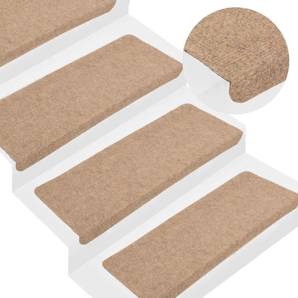 VidaXL Tappetini per scale autoadesivi 30 pezzi 65x24,5x3,5 cm beige