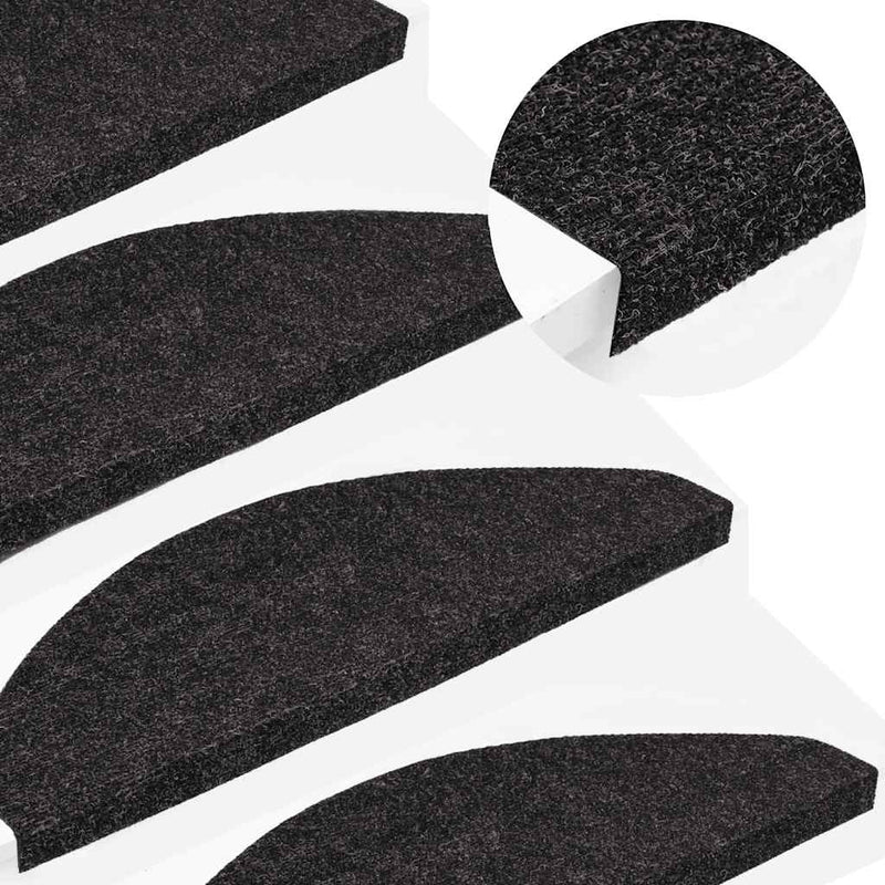VidaXL Tappetini per scale autoadesivi 30 pz 65x22,5x3,5 cm antracite