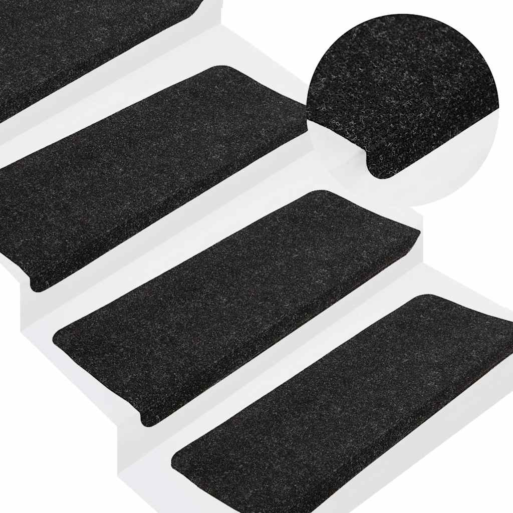 VidaXL Tappetini per scale autoadesivi 30 pz 65x24,5x3,5 cm antracite