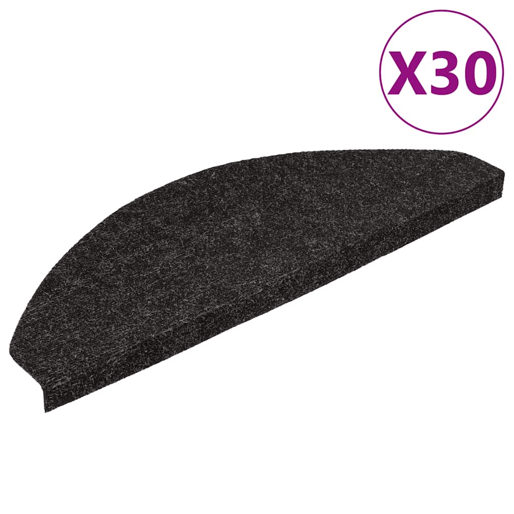 VidaXL tappetini per scale autoadesivi 30 pezzi 56x17x3 cm neri