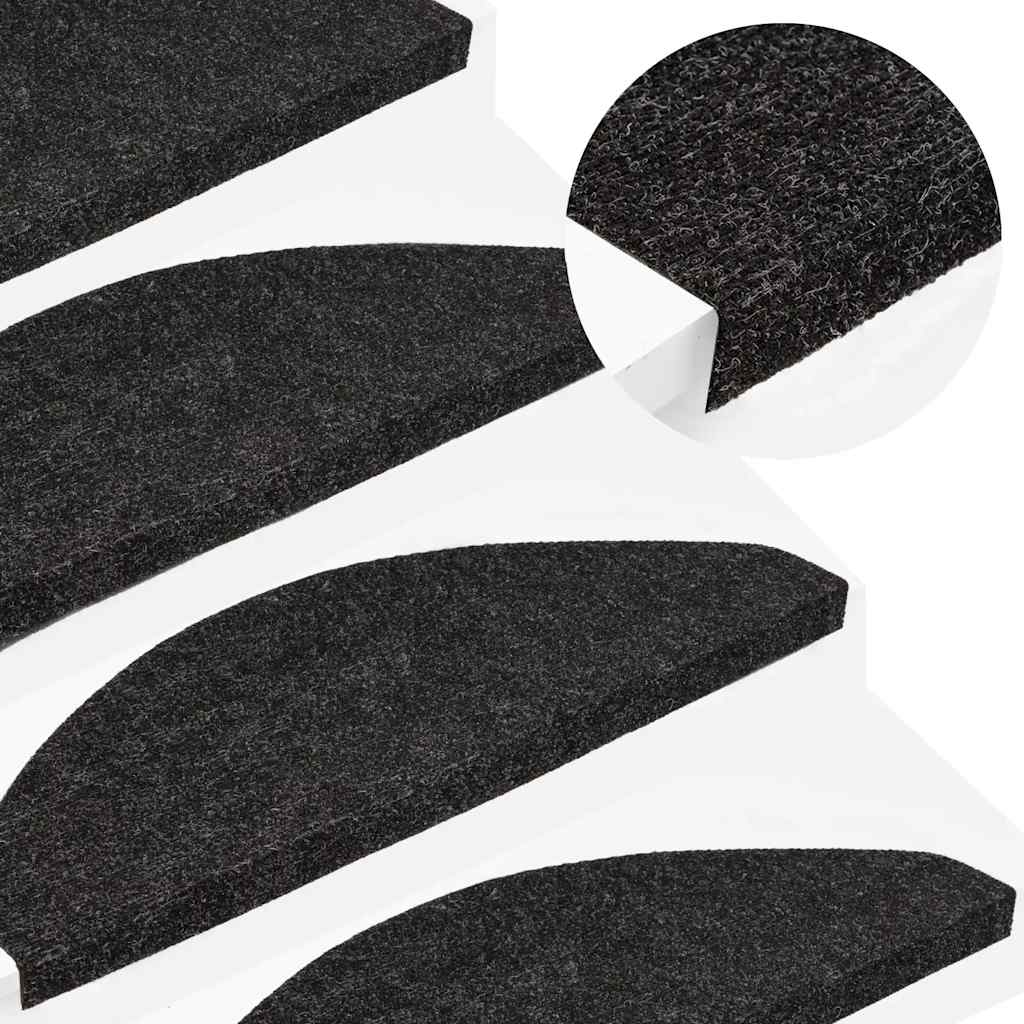 VidaXL tappetini per scale autoadesivi 30 pezzi 56x17x3 cm neri