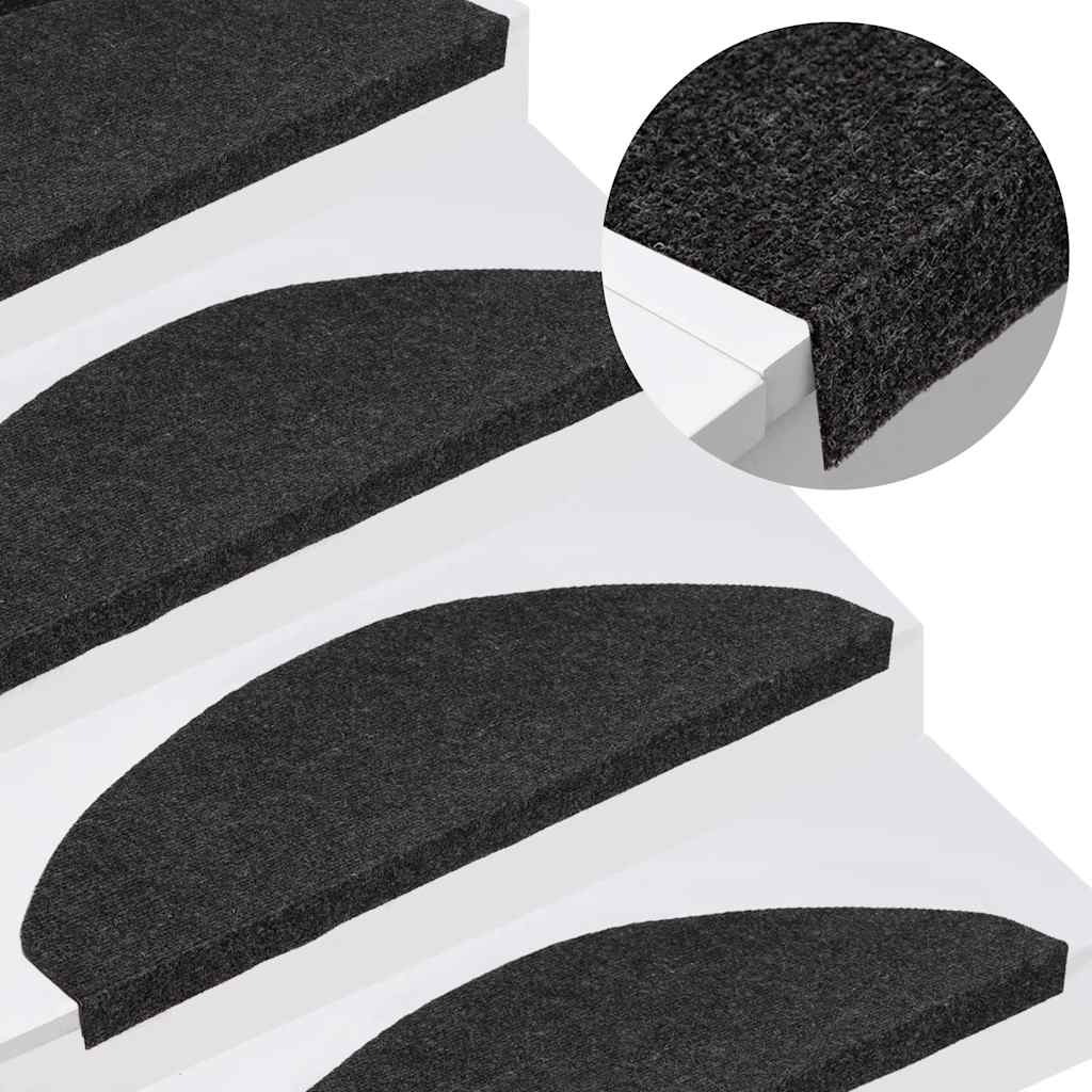 VidaXL Tappetini per scale autoadesivi 20 pz 65x22,5x3,5 cm nero