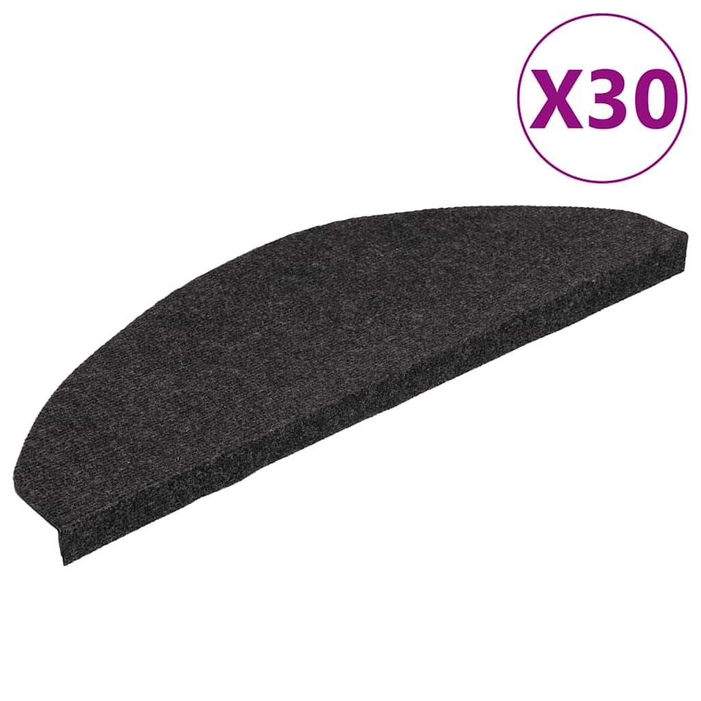 VidaXL Tappetini per scale autoadesivi 30 pezzi 65x22,5x3,5 cm nero