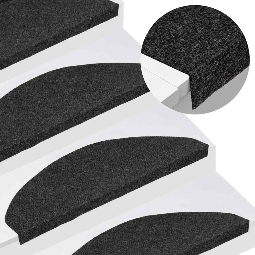 VidaXL Tappetini per scale autoadesivi 30 pezzi 65x22,5x3,5 cm nero