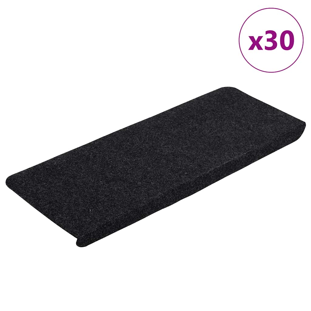 VidaXL Tappetini per scale autoadesivi 30 pz 65x24,5x3,5 cm nero