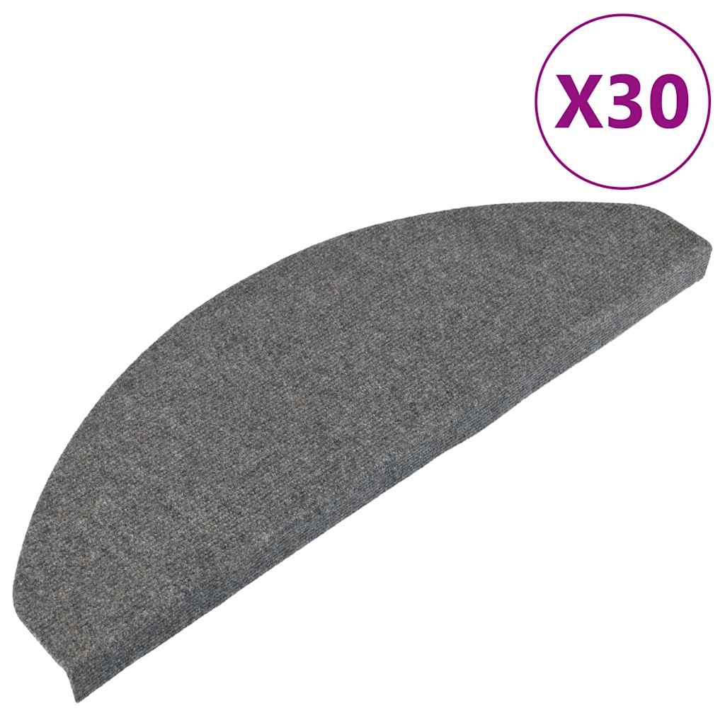 VidaXL Tappetini per scale autoadesivi 30 pezzi 65x22,5x3,5 cm grigio