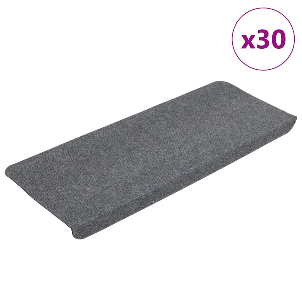 VidaXL Tappetini per scale autoadesivi 30 pezzi 65x24,5x3,5 cm grigio