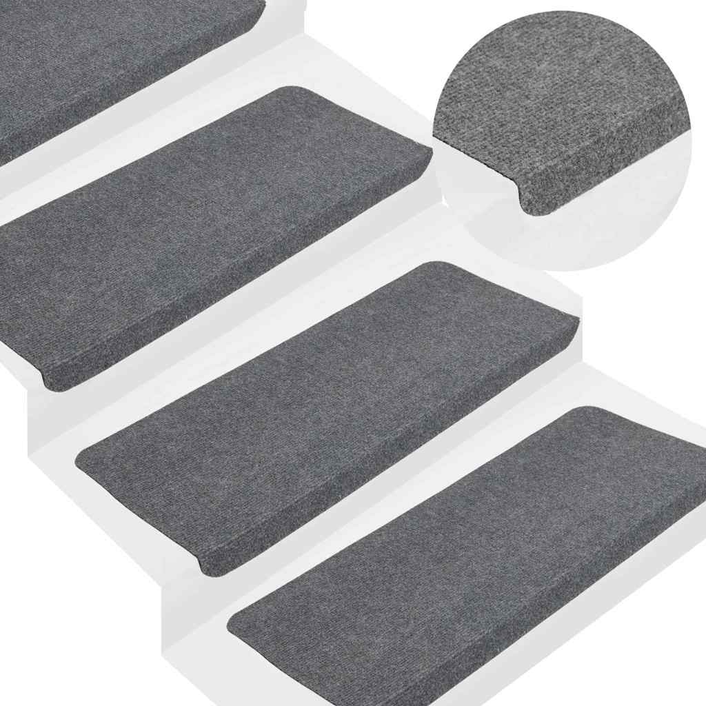 VidaXL Tappetini per scale autoadesivi 30 pezzi 65x24,5x3,5 cm grigio