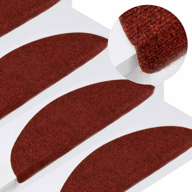 VidaXL tappetini per scale autoadesivi 30 pezzi 56x17x3 cm rosso