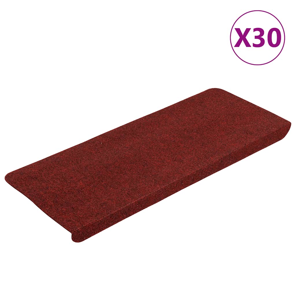 VidaXL Tappetini per scale autoadesivi 30 pz 65x22,5x3,5 cm rosso