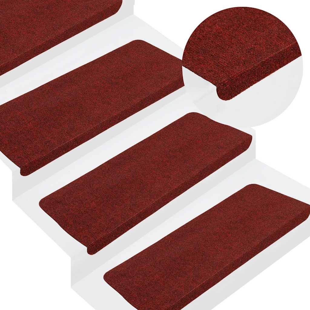 VidaXL Tappetini per scale autoadesivi 30 pz 65x22,5x3,5 cm rosso