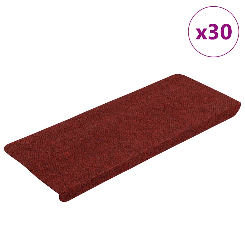 VidaXL Tappetini per scale autoadesivi 30 pezzi 65x24,5x3,5 cm rosso