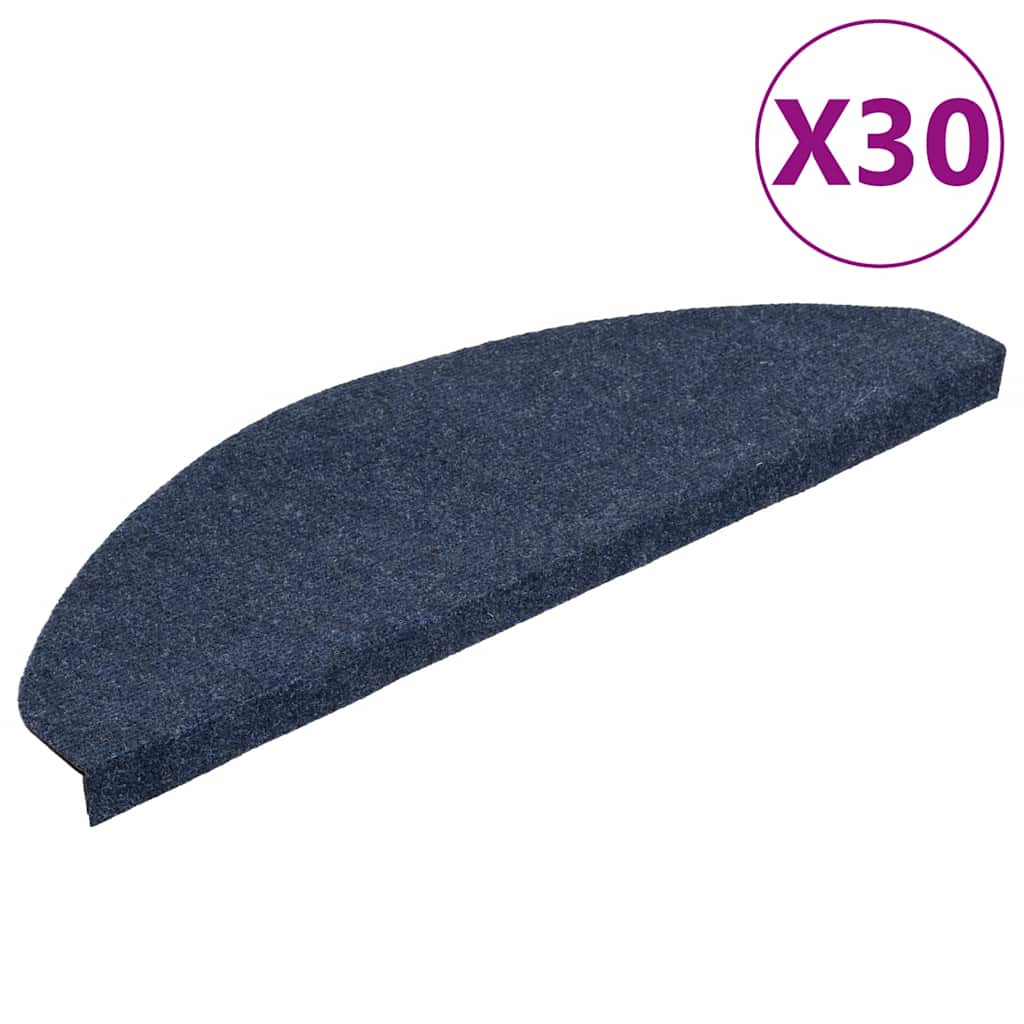 VidaXL Tappetini per scale autoadesivi 30 pezzi 65x22,5x3,5 cm blu