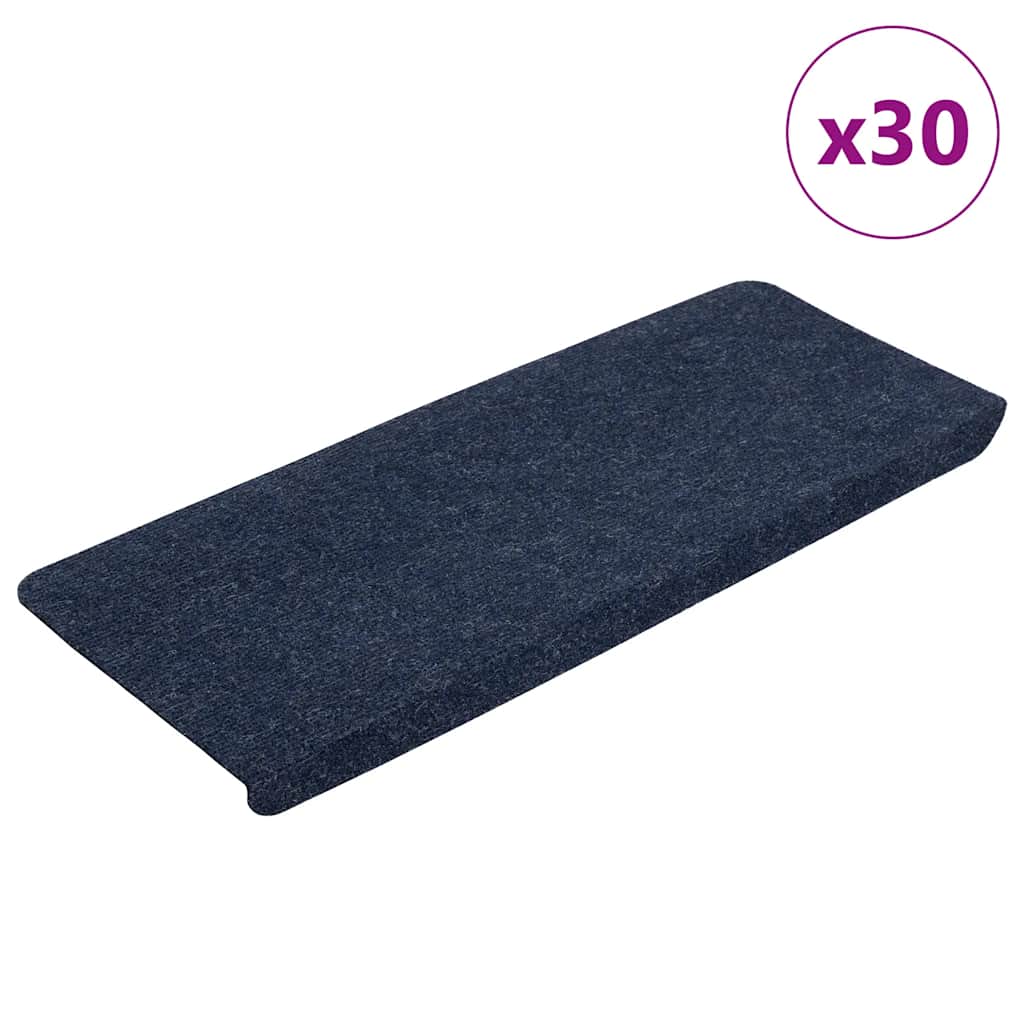 VidaXL Tappetini per scale autoadesivi 30 pezzi 65x24,5x3,5 cm blu