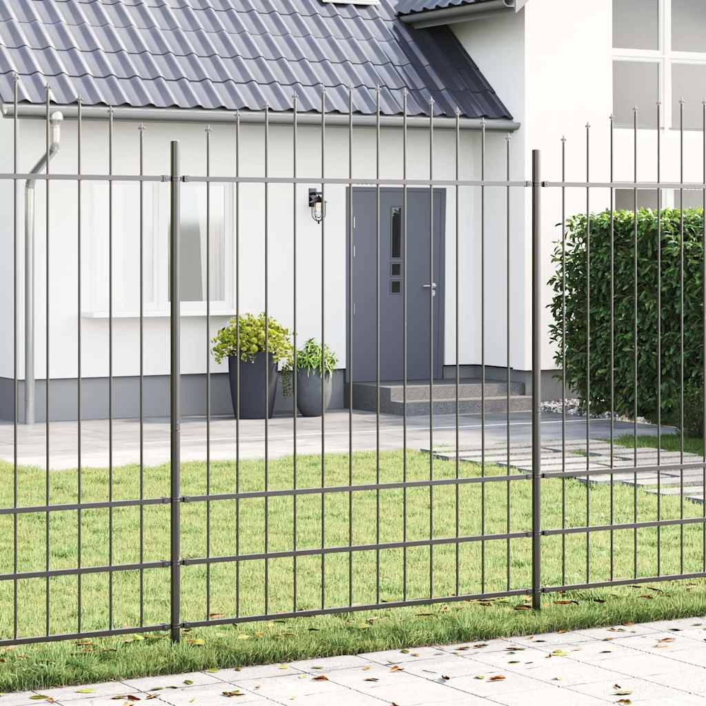 Valla de jardín VidaXL 2 piezas gris 170 x 225 cm acero con recubrimiento en polvo