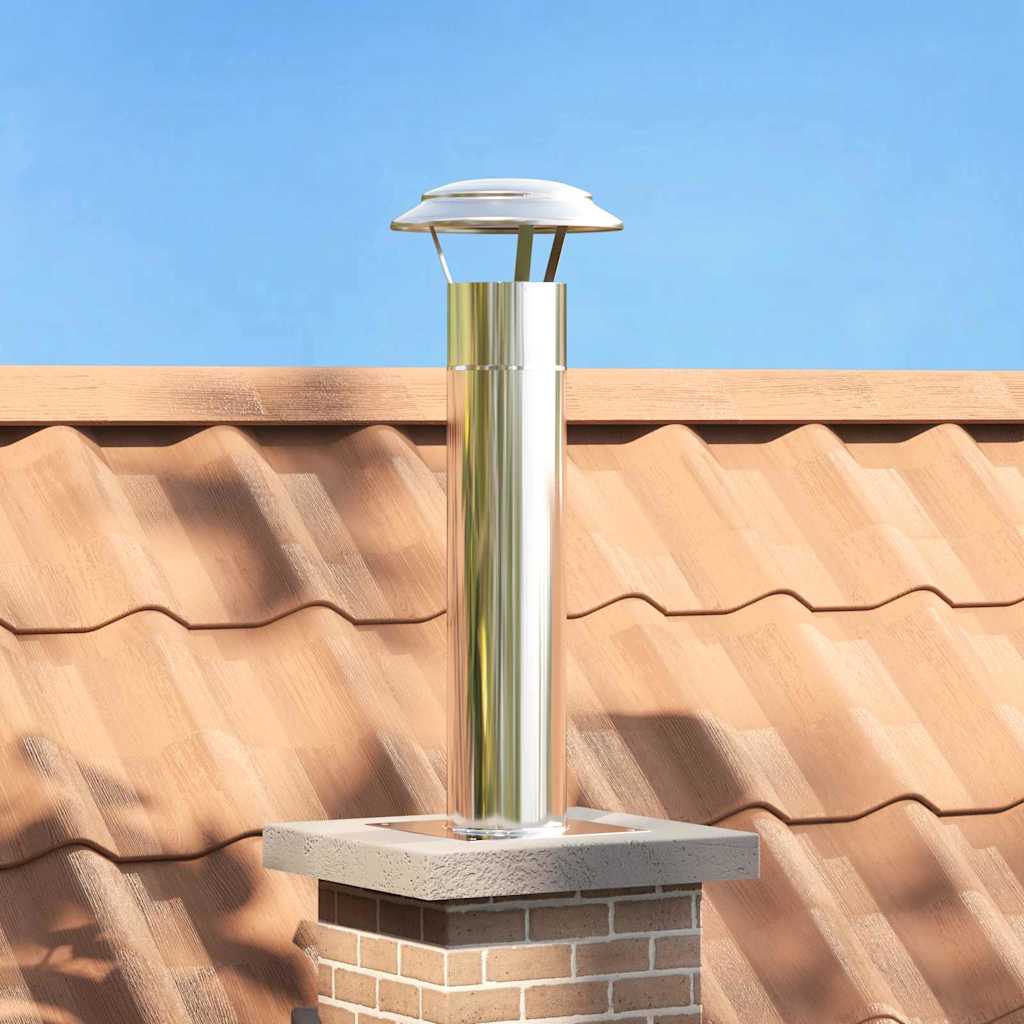 Vidaxl extensión de cabezal de chimenea plata 24 x 24 x 50 cm acero inoxidable
