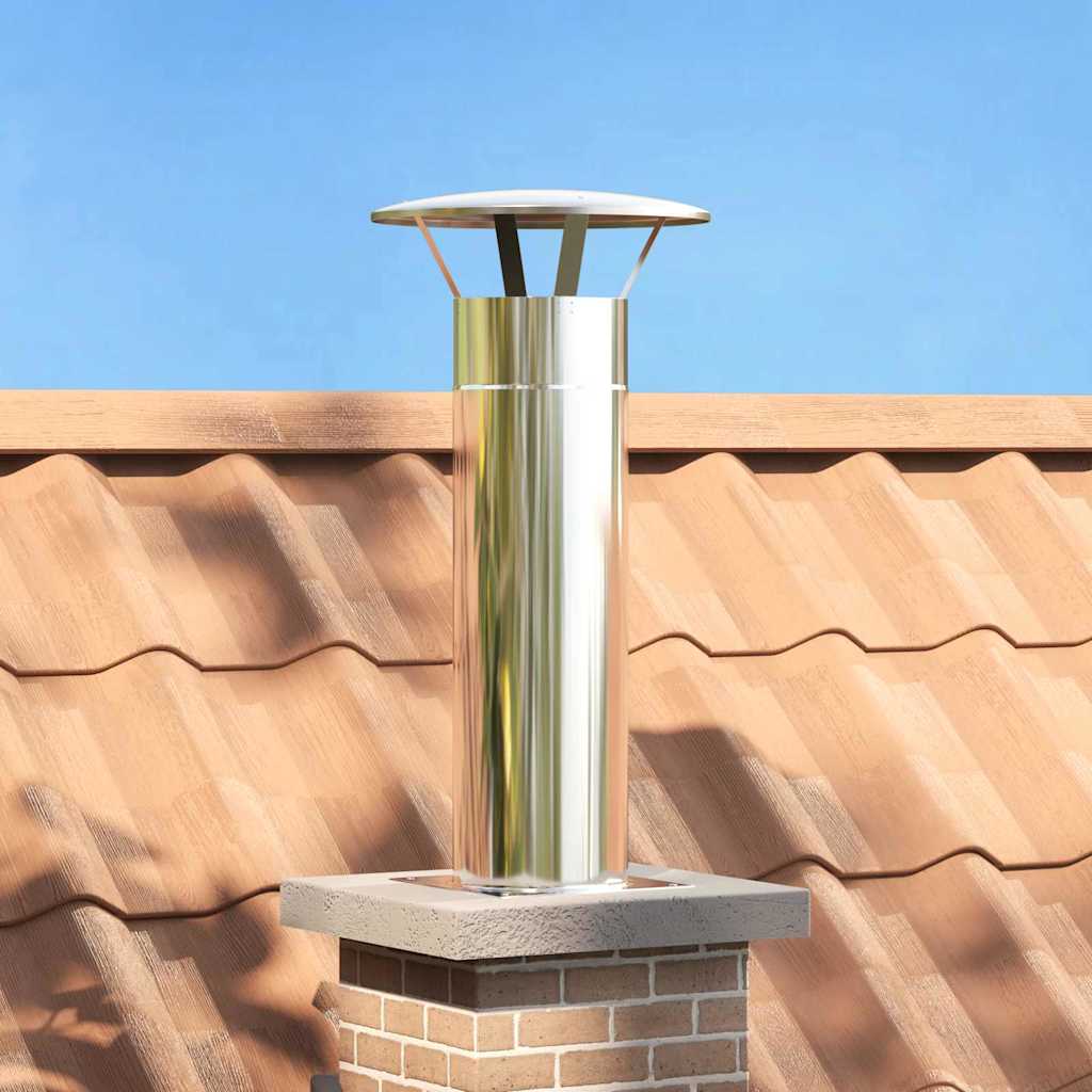 Vidaxl extensión de cabezal de chimenea plata 29 x 29 x 50 cm acero inoxidable