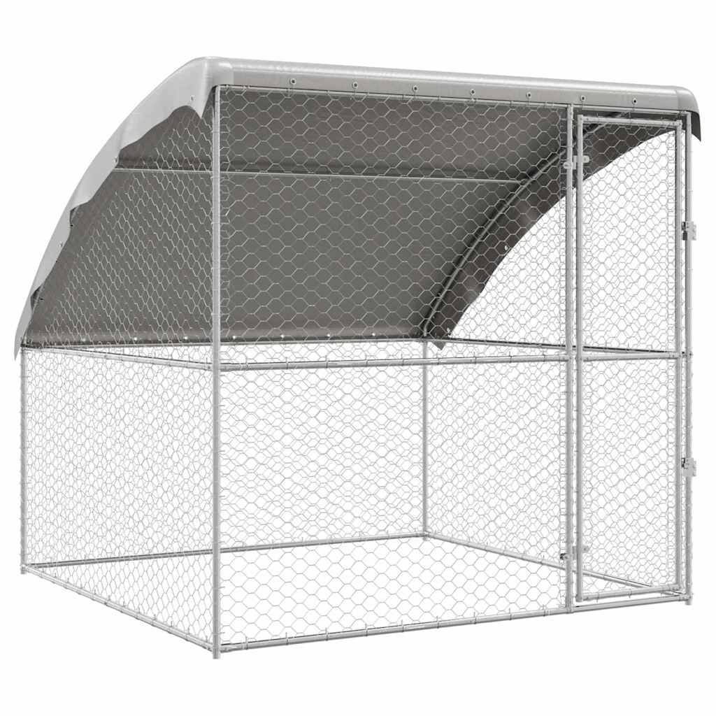 Vidaxl hondenhok met opslag zilver 2 x 2 x 2 m gegalvaniseerd staal