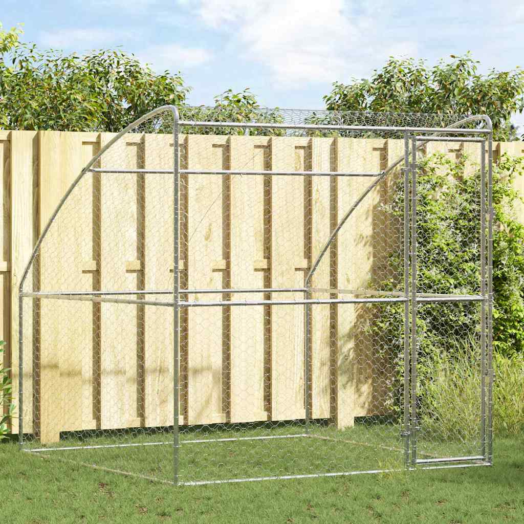 Vidaxl hondenhok met opslag zilver 2 x 2 x 2 m gegalvaniseerd staal