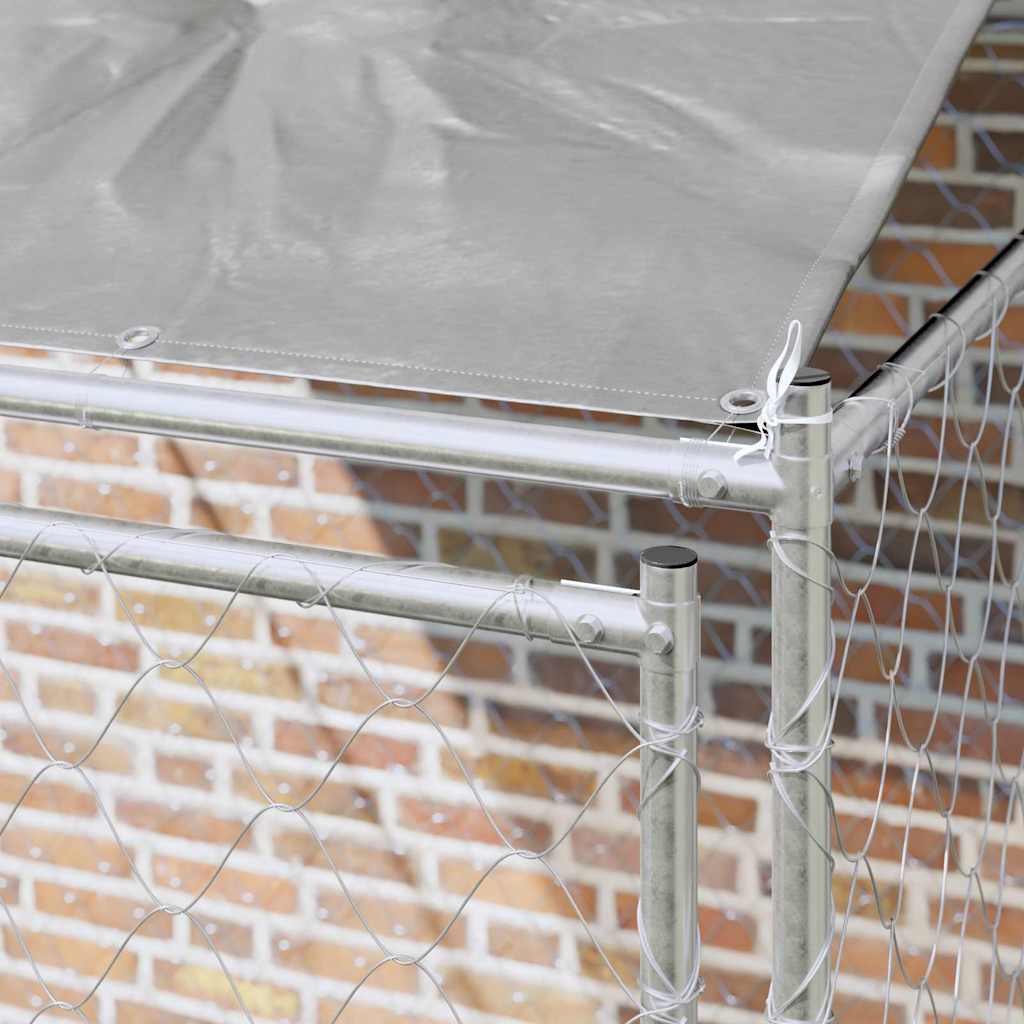 Gabbia per cani VidaXL con tetto argento 200 x 200 x 258 cm in acciaio e PE