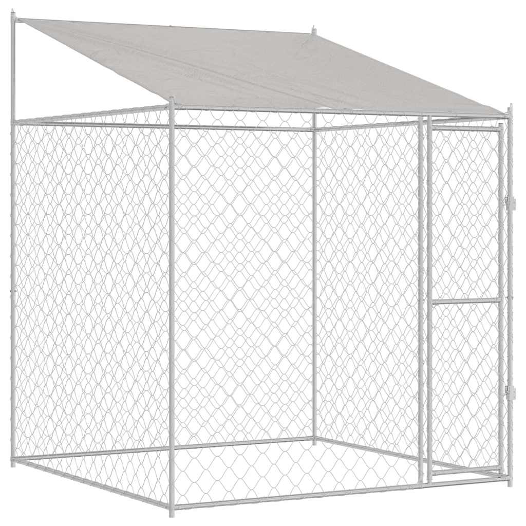 Gabbia per cani VidaXL con tetto argento 200 x 200 x 258 cm in acciaio e PE