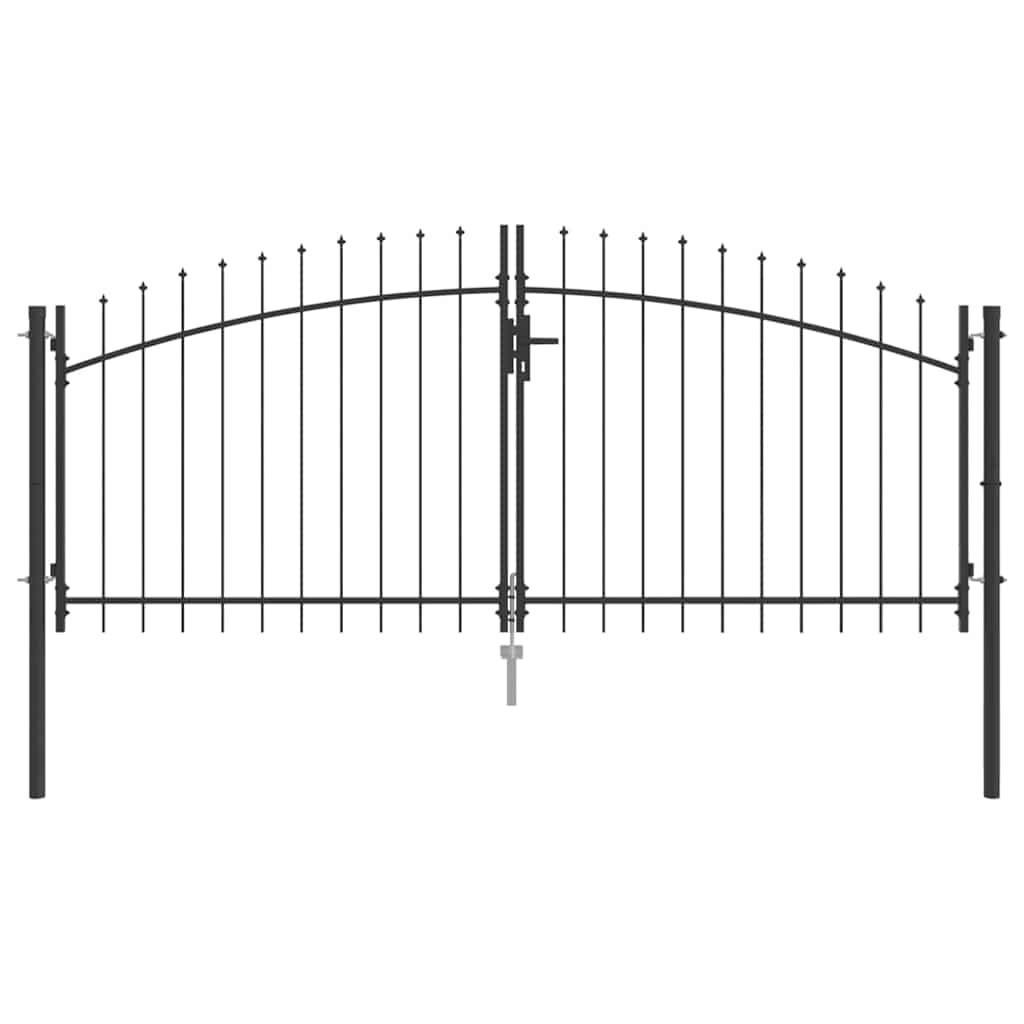 Cancello doppio Vidaxx con serratura grigio 299,5 x 149,5 cm in acciaio