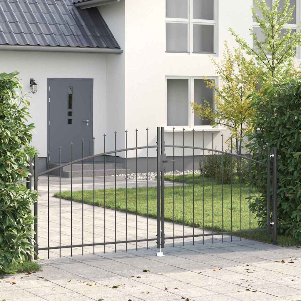 Vidaxl dubbele poort met slot grijs 299,5 x 199,5 cm staal