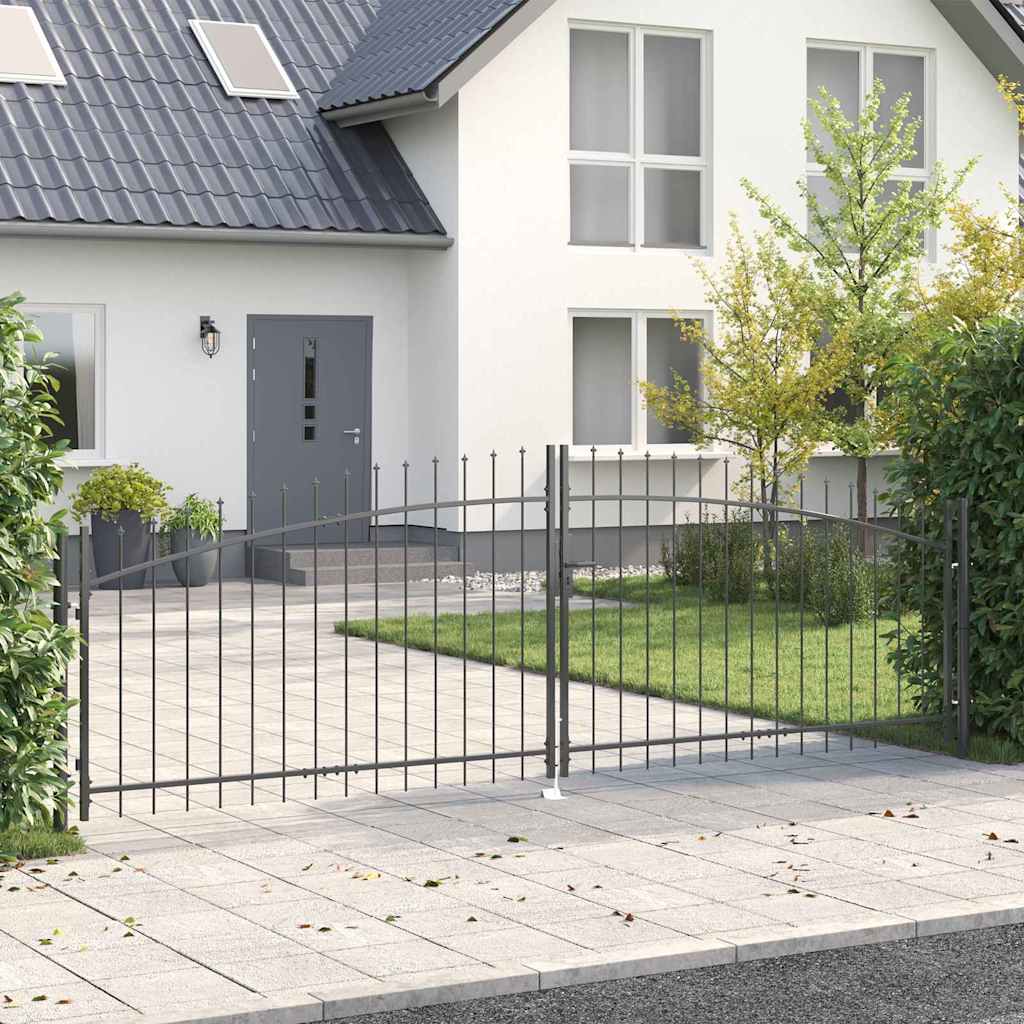 Vidaxl dubbele poort met slot grijs 400 x 199.5 cm staal