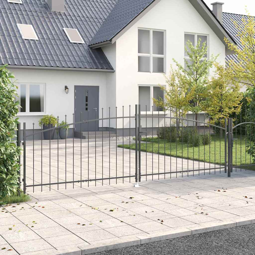 Vidaxl dubbele poort met slot grijs 400 x 199.5 cm staal