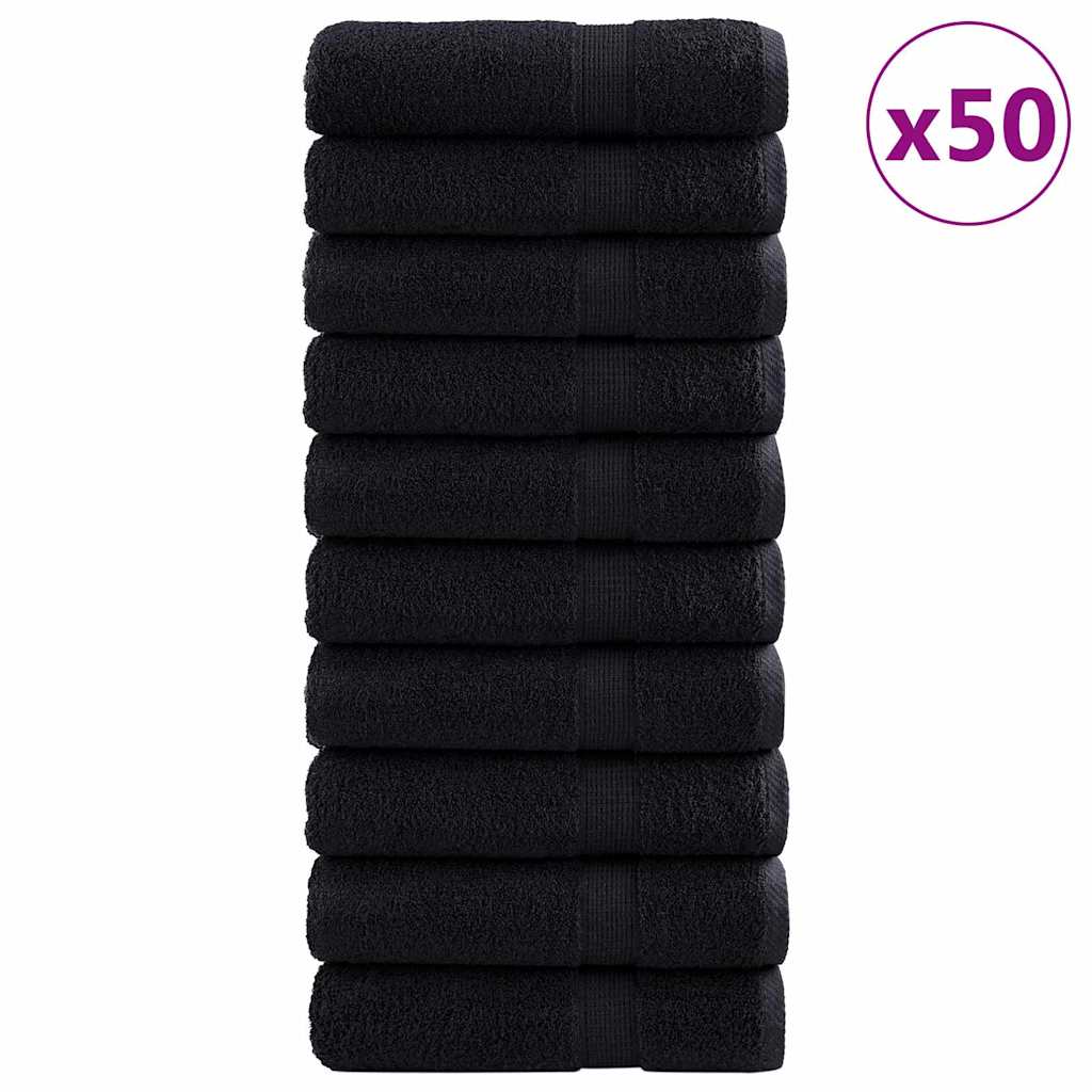 Vidaxxl toalla para invitados solund 50 piezas negro 50 x 100 cm 550 g/m²