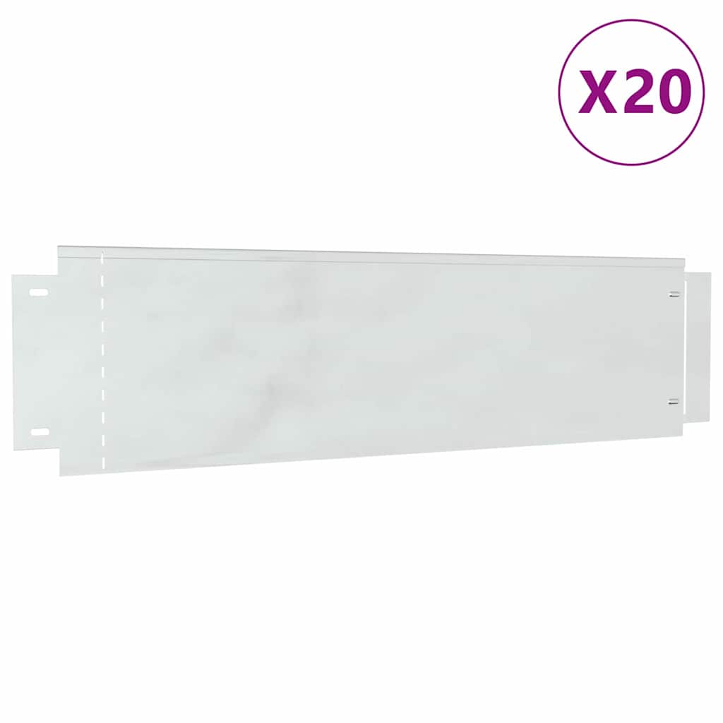 Vidaxl bordes de césped 20 piezas plateado 100 x 25 x 0,07 cm