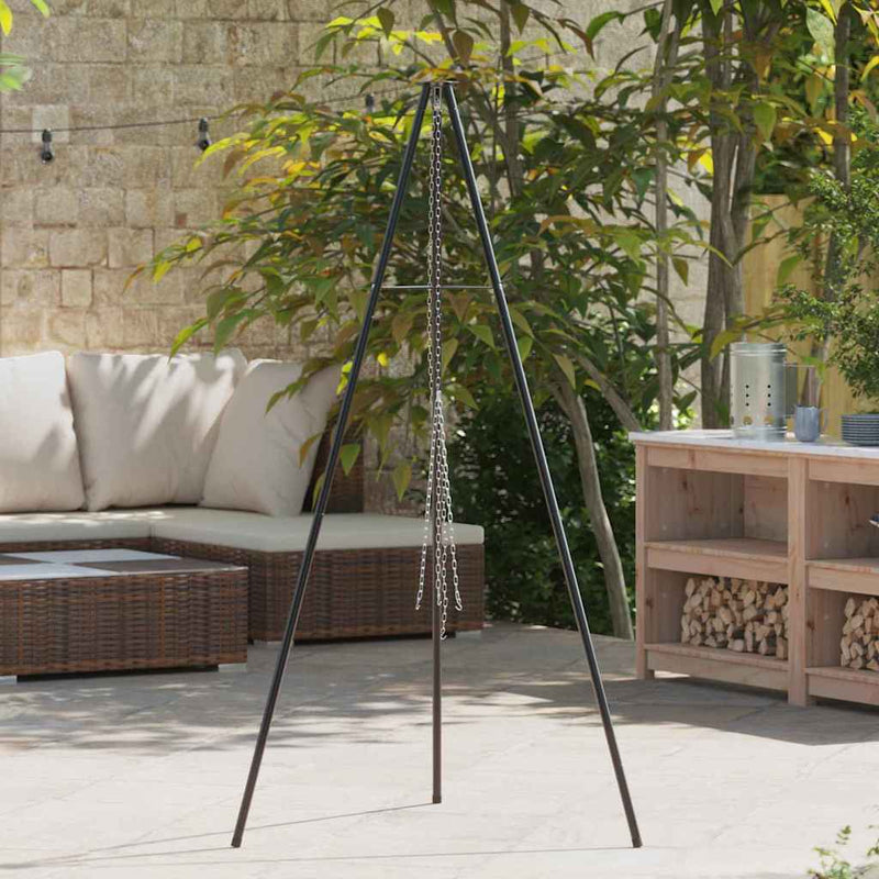 Vidaxl kampvuur tripod zwart 92 x 92 x 171,5 cm staal