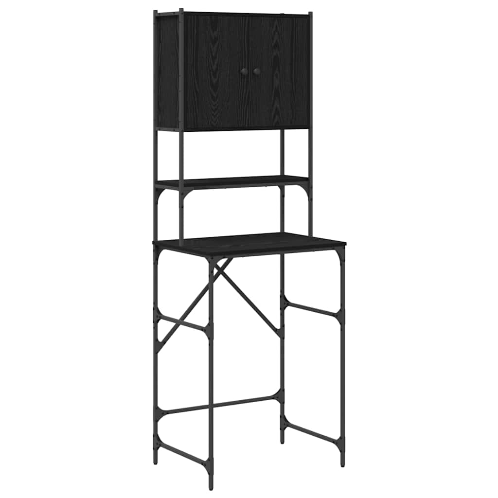 Vidaxl wasmachinekast zwart 0ak 68 x 48,5 x 194 cm bewerkt hout