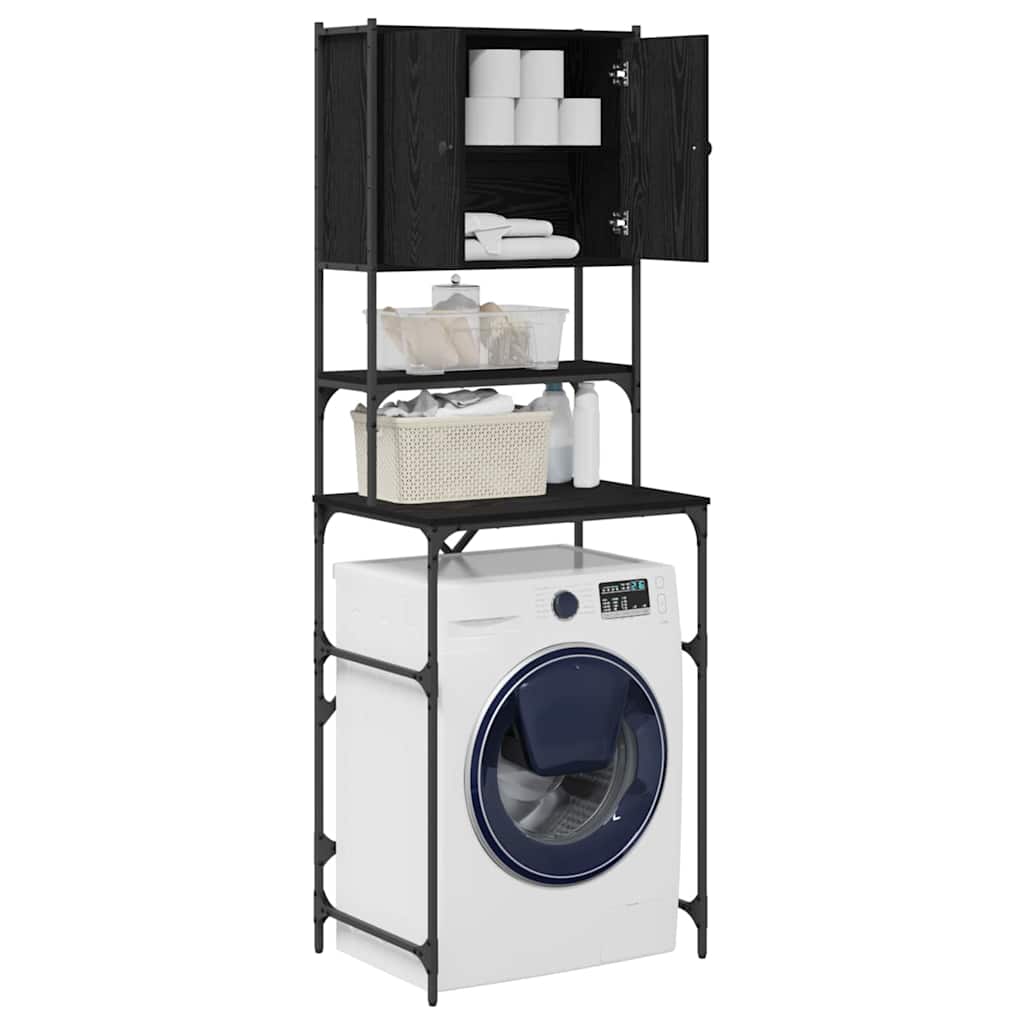 Vidaxl wasmachinekast zwart 0ak 68 x 48,5 x 194 cm bewerkt hout