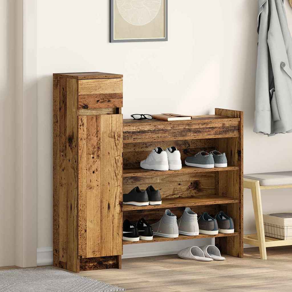 Vidaxxl scarpiera con cassetto legno vecchio 100,5 x 28 x 100 cm legno composito