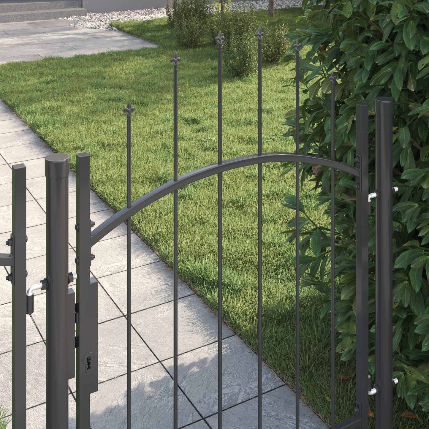 Vidaxl tuinpoort met slot grijs 150 x 100 cm staal