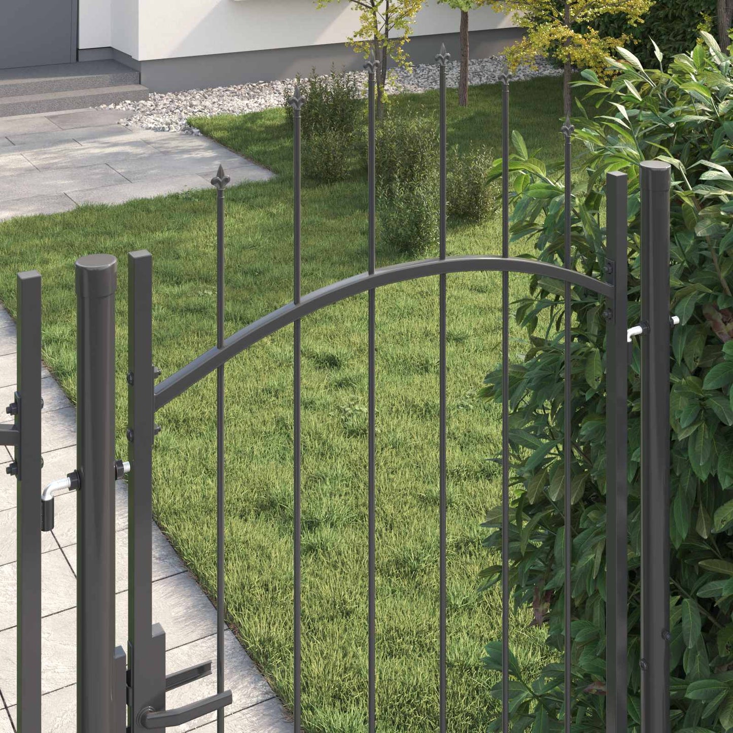 Cancello da giardino VidaXL con serratura in acciaio grigio 200 x 100 cm