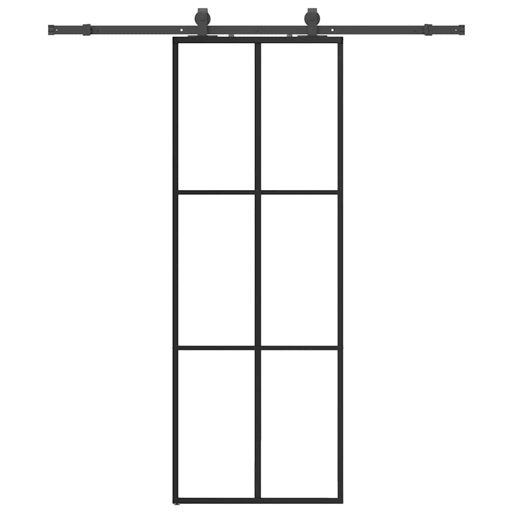 Vidaxl schuifdeur met beslagset 76x205 cm esg glas zwart