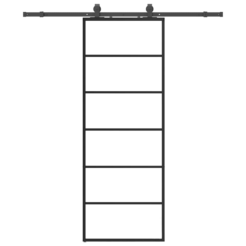 VidaXL puerta corredera con juego de herrajes 76x205 cm ESG vidrio negro