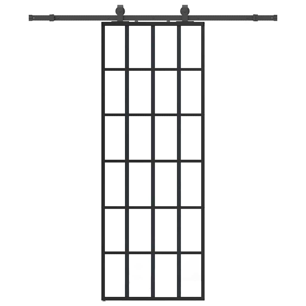 Vidaxl schuifdeur met beslagset 76x205 cm esg glas zwart