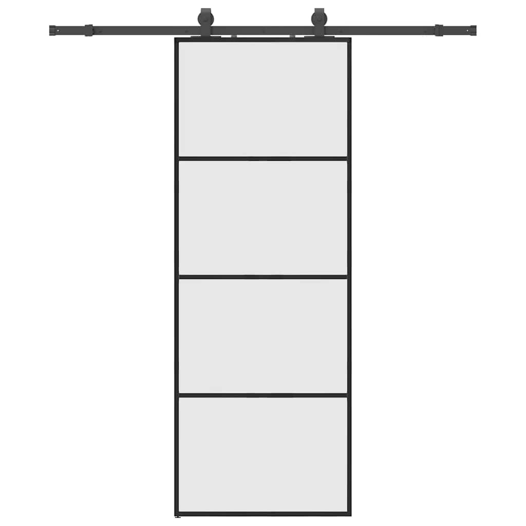 Vidaxl schuifdeur met beslagset 76x205 cm esg glas zwart