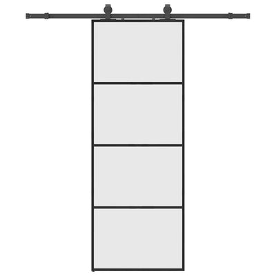 VidaXL puerta corredera con juego de herrajes 76x205 cm ESG vidrio negro