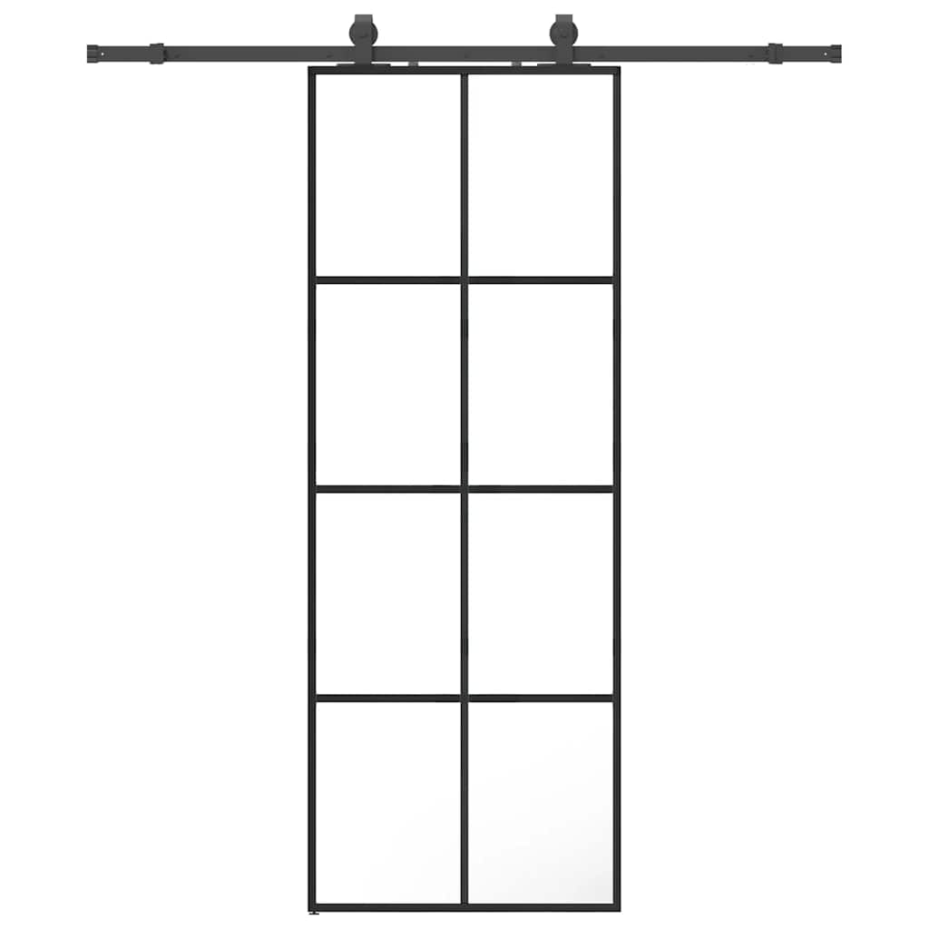 Vidaxl schuifdeur met beslagset 76x205 cm esg glas zwart