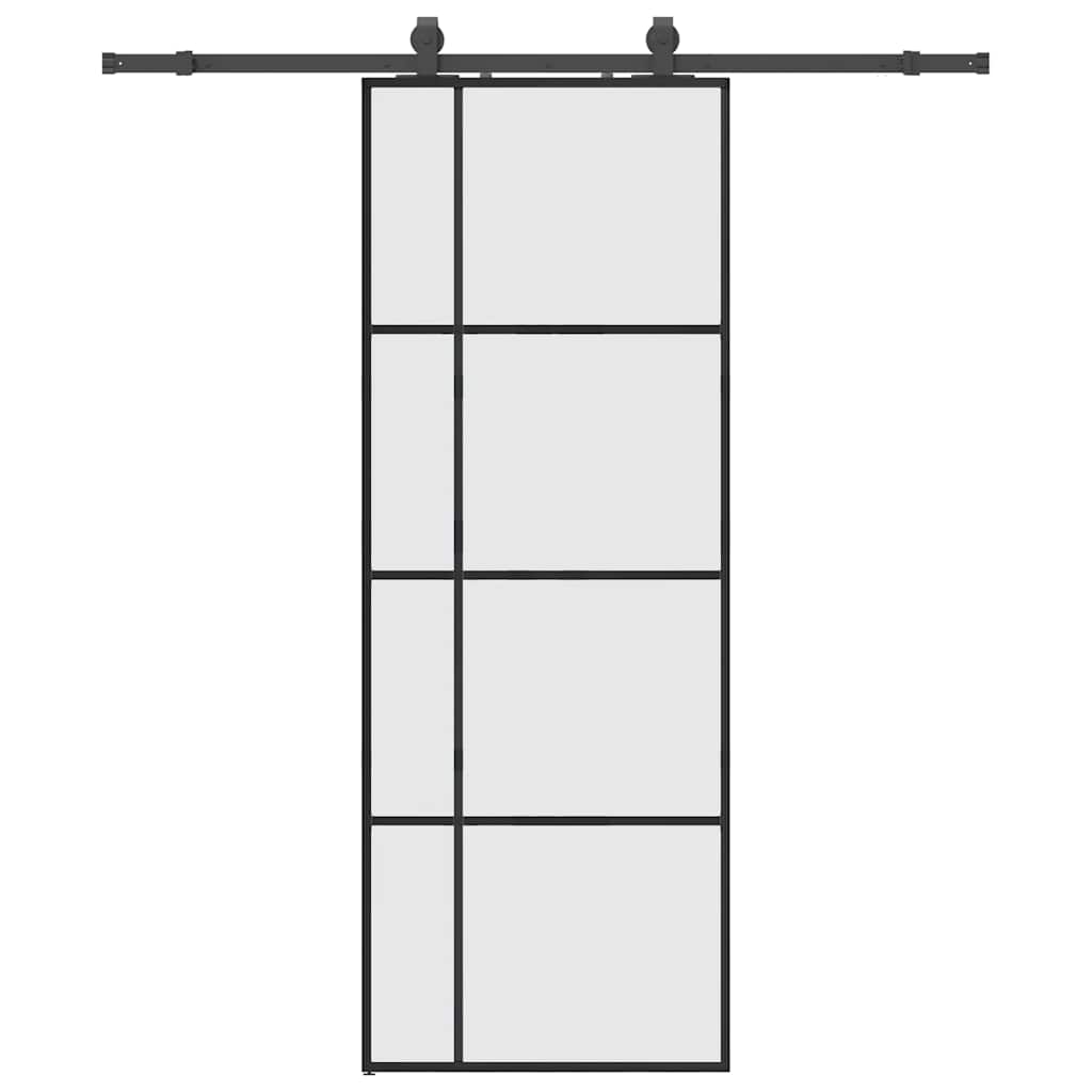 Vidaxl schuifdeur met beslagset 76x205 cm esg glas zwart