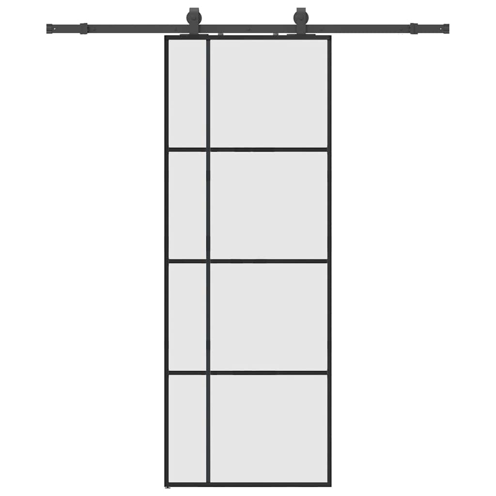 Vidaxl schuifdeur met beslagset 76x205 cm esg glas zwart