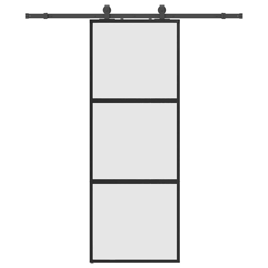 Porta scorrevole VidaXL con set ferramenta 76x205 cm vetro temperato nero