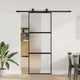 Porta scorrevole VidaXL con set ferramenta 76x205 cm vetro temperato nero