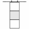 Porta scorrevole VidaXL con set ferramenta 76x205 cm vetro temperato nero