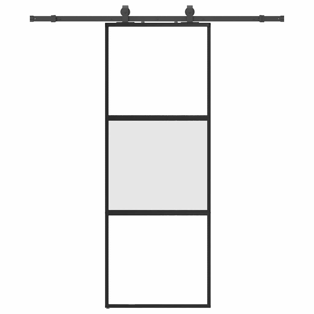 Porta scorrevole VidaXL con set ferramenta 76x205 cm vetro temperato nero