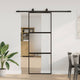 Porta scorrevole VidaXL con set ferramenta 76x205 cm vetro temperato nero
